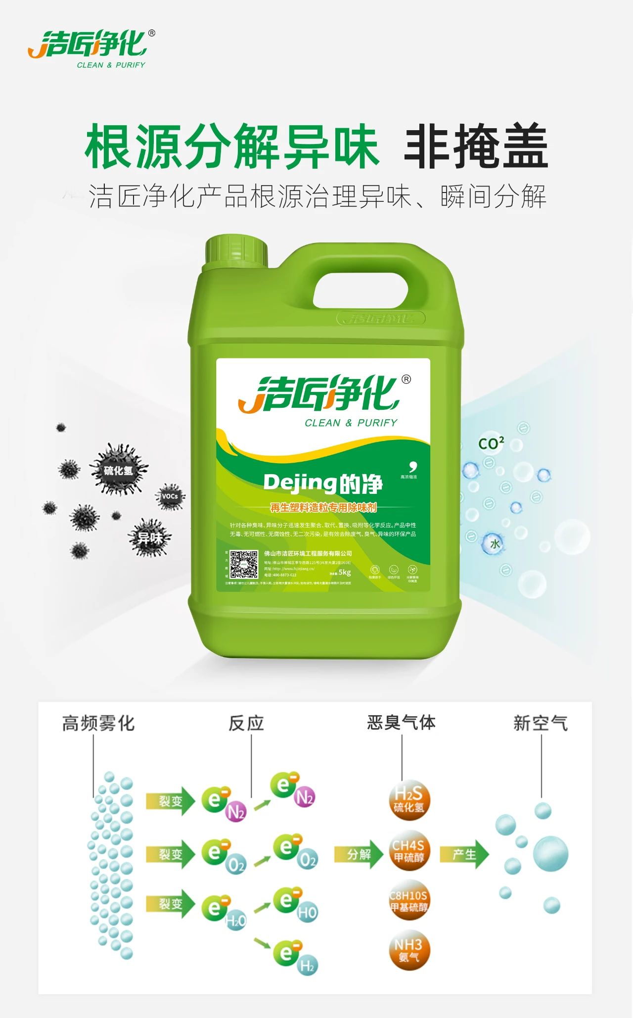再生塑料造粒生產(chǎn)如何除臭？Dejing的凈除臭劑一站式解決方案！.jpg